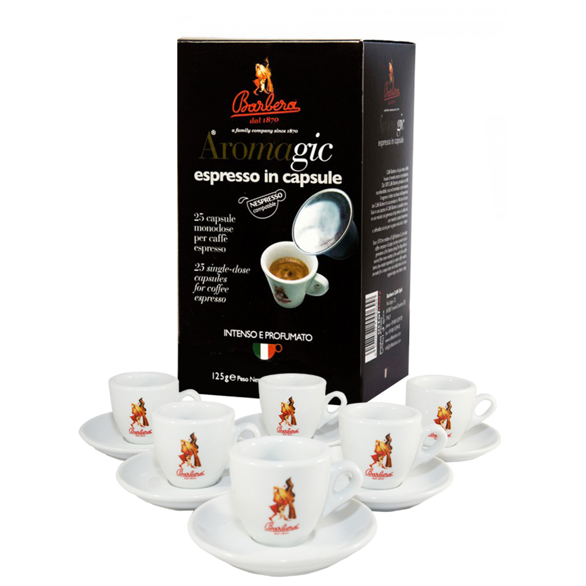Aromagic Capsule compatibili Nespresso 25 PZ. + Set tazzine premium